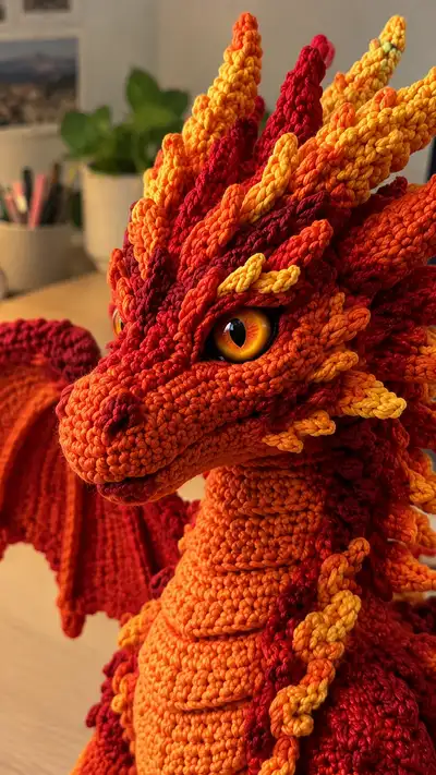 Firecrest Dragon Amigurumi Pattern step 2 - assembly progress