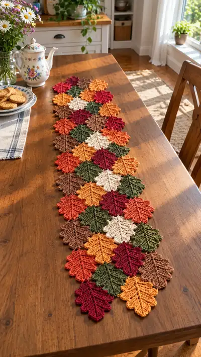 Autumn Leaves Table Runner Pattern step 1 - construction progress