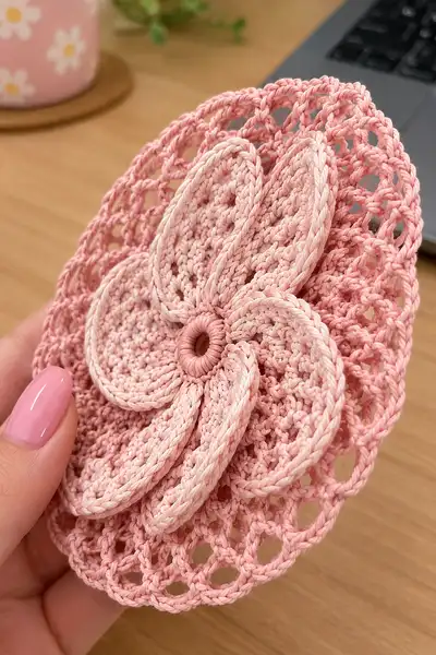Dusty Rose Floral Medallion Bedspread Pattern step 3 - details and accessories