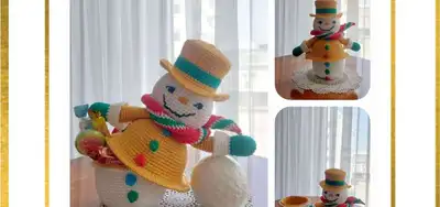 Snowman Gingerbread Amigurumi Pattern step 1 - construction progress
