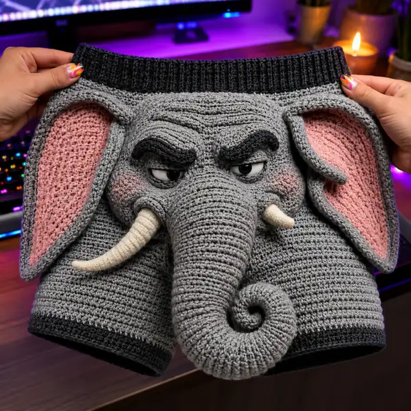 Sussy Elephant Big Trunk Crochet Men Boxers Pattern