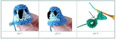 Mini Parrot Amigurumi Pattern step 3 - details and accessories