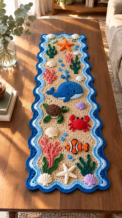 Ocean Friends Table Runner Pattern step 1 - construction progress
