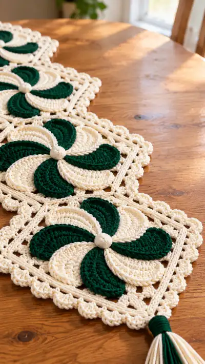 Pinwheel Square Table Runner Pattern step 2 - assembly progress