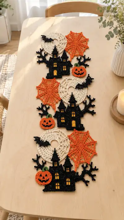 Spooky Halloween Table Runner Pattern step 1 - construction progress