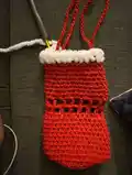 Crochet Wine Tote Bag Pattern step 2 - assembly progress