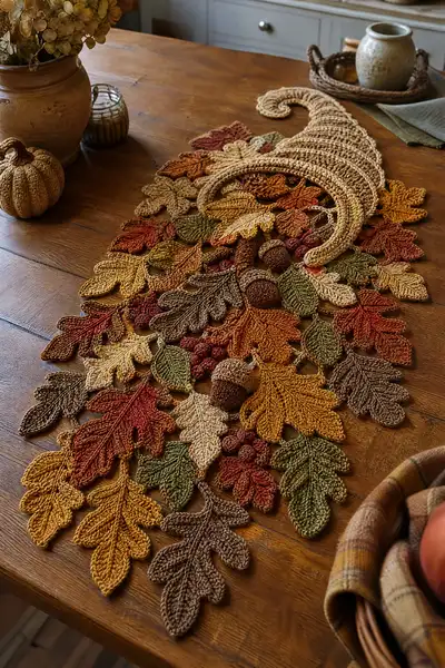 Harvest Cornucopia Table Runner Pattern step 1 - construction progress