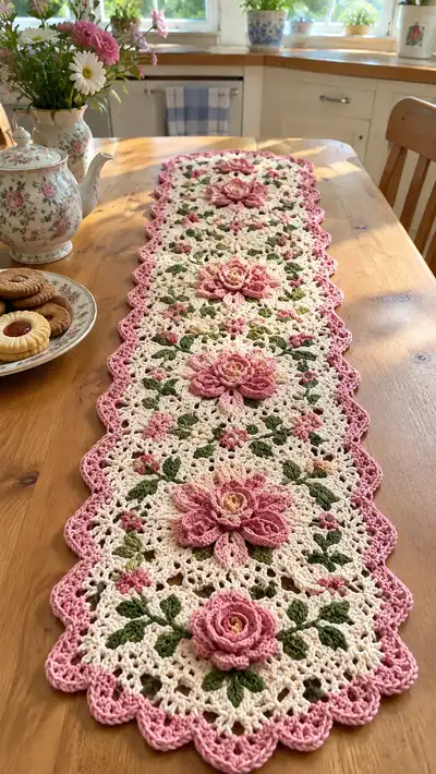 Vintage Floral Table Runner Pattern step 1 - construction progress