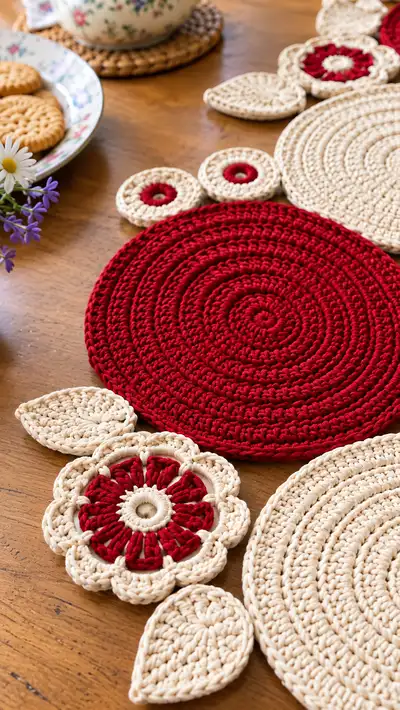 Scandinavian Inspired Floral Table Runner Pattern step 2 - assembly progress
