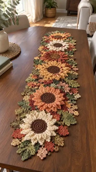 Sunflower Table Runner Pattern step 1 - construction progress