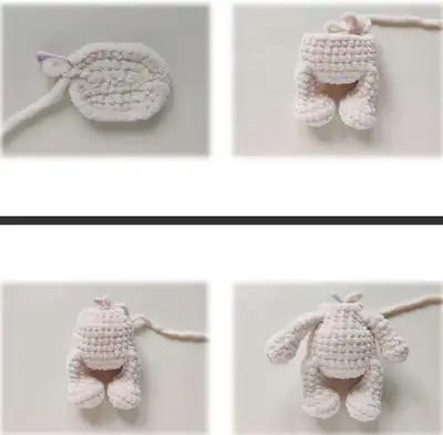 Baby Doll and Accessories Amigurumi Pattern step 2 - assembly progress