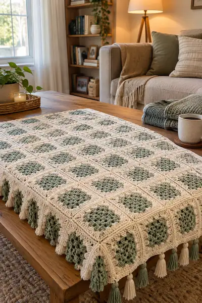 Peaceful Boho Desert Bedspread Pattern step 2 - assembly progress