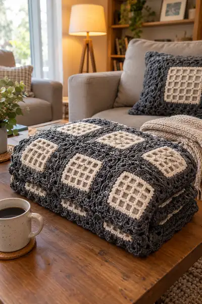 Modern Rustic Bedspread Pattern step 2 - assembly progress