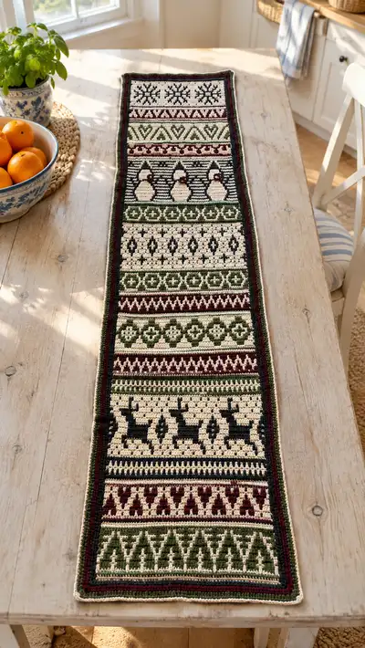 Festive Nordic Table Runner Pattern step 1 - construction progress