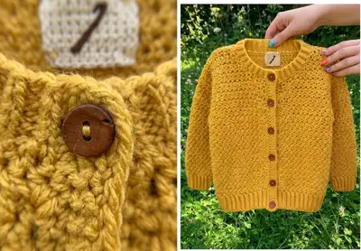 Adult's Crochet Crew Neck Cardigan Pattern step 3 - details and accessories