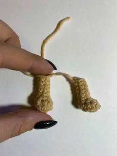 Teddy Bear in Suitcase Amigurumi Pattern step 2 - assembly progress