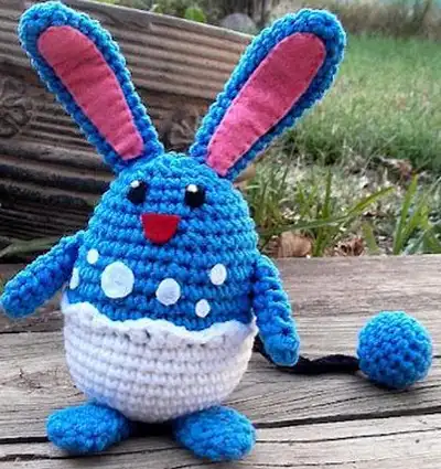 Azumarill Amigurumi Pattern step 4 - final assembly and finishing