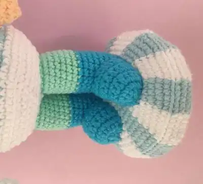 The Baby Blue Nutcracker Amigurumi Pattern step 4 - final assembly and finishing