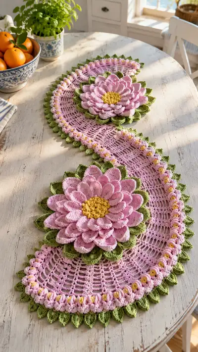 Blossom S-Shape Table Runner Pattern step 1 - construction progress