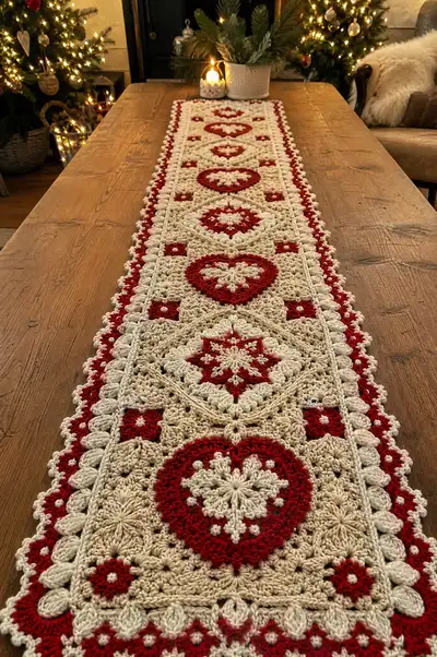 Long Nordic Scandi Christmas Table Runner Pattern step 1 - construction progress