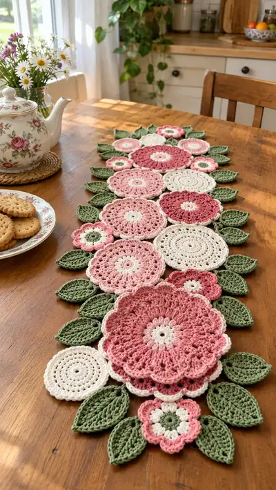 Blossom Trail Table Runner Pattern step 1 - construction progress