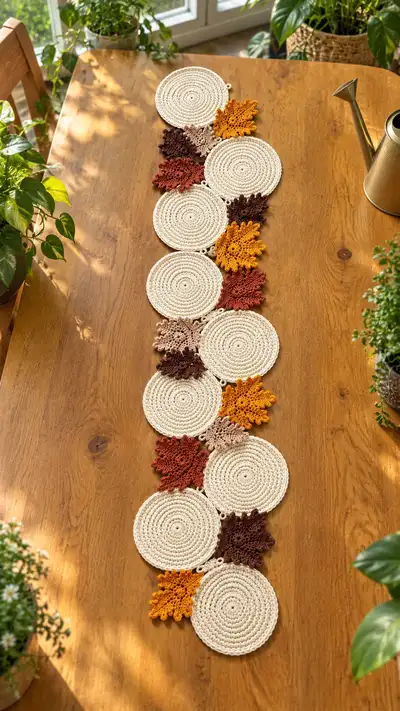 Autumn Leaves Table Runner Pattern step 1 - construction progress