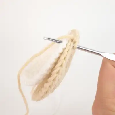 Cleo the Clam Amigurumi Pattern step 2 - assembly progress
