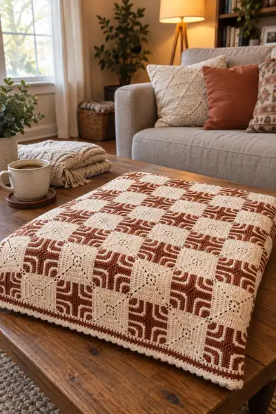 Modern Aztec Bedspread Pattern step 2 - assembly progress