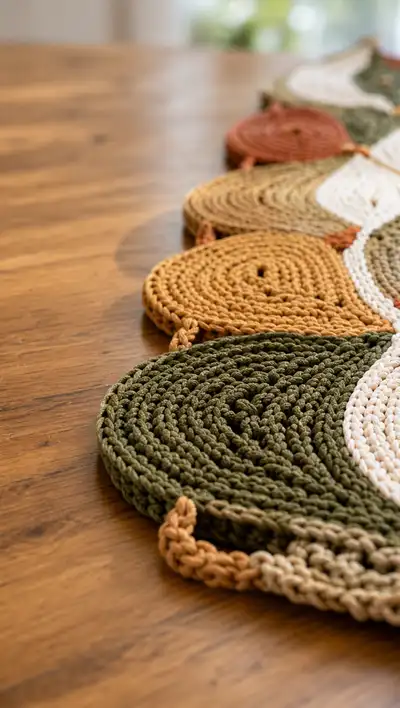 Autumn Leaf Table Runner Pattern step 2 - assembly progress