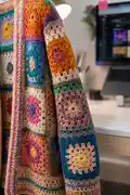 Colorburst Granny Square Cardigan Pattern step 2 - assembly progress