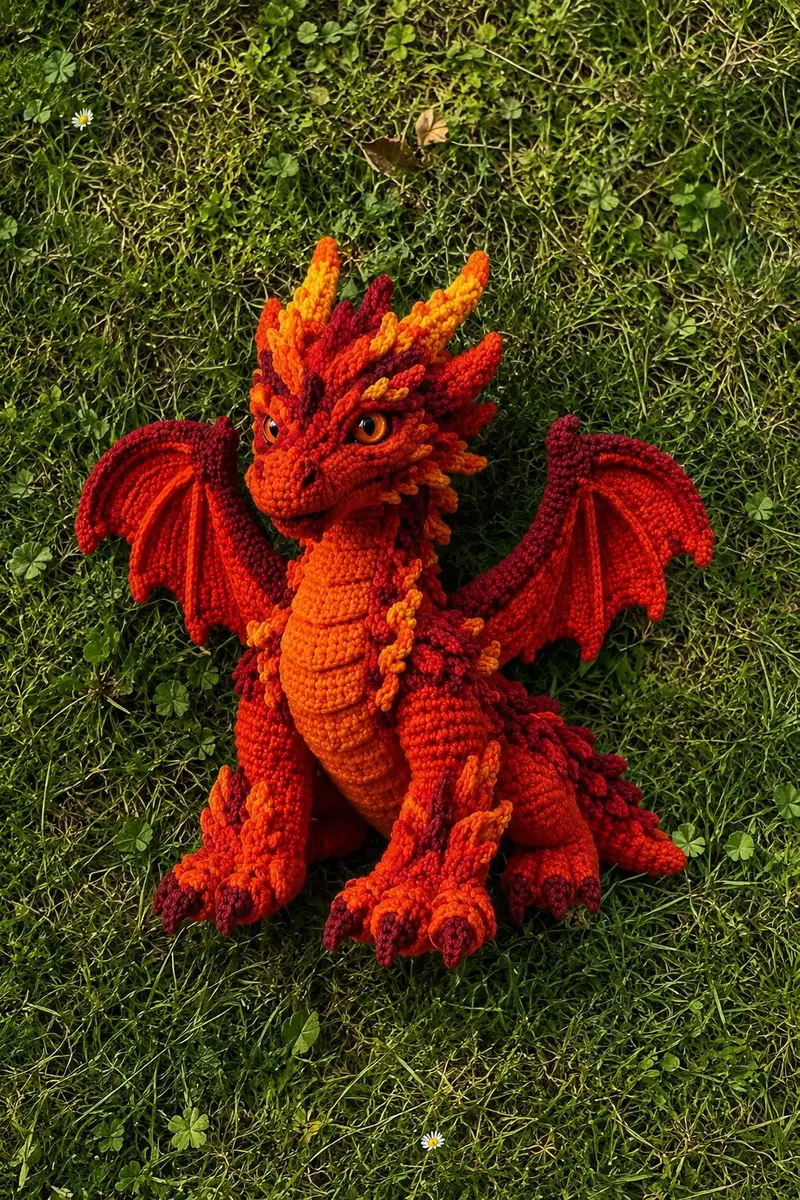Free crochet pattern: Flameheart Dragon Amigurumi Pattern - Advanced level tutorial