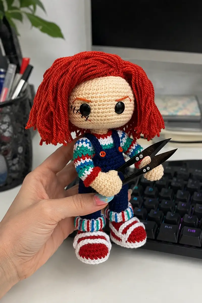 Free Intermediate crochet pattern: Scary Chucky Doll Amigurumi Pattern - Easy to follow tutorial
