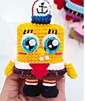 SpongeBob SquarePants Hat Amigurumi Pattern step 1 - construction progress
