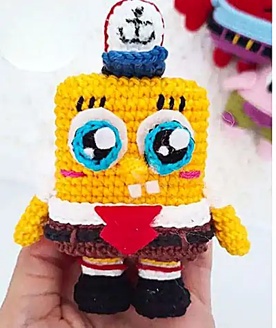 SpongeBob SquarePants Hat Amigurumi Pattern step 1 - construction progress