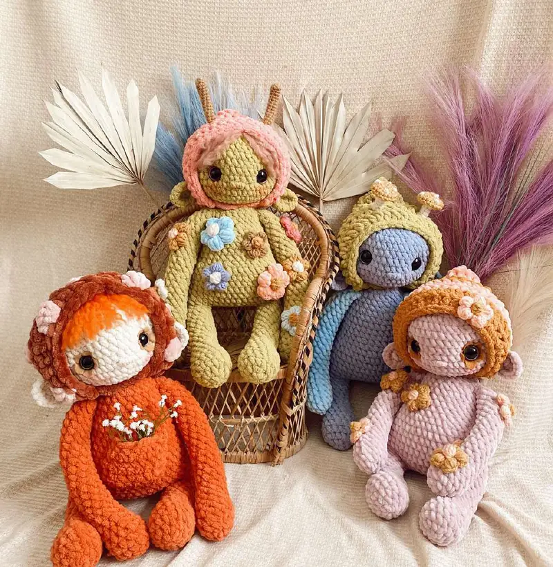 Free Intermediate crochet pattern: The Whimsy Folks Amigurumi Pattern - Easy to follow tutorial