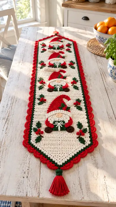 Festive Gnome Table Runner Pattern step 1 - construction progress