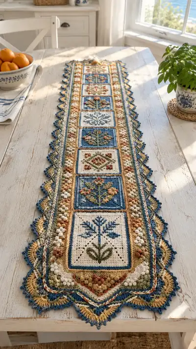 Vintage Floral Square Table Runner Pattern step 1 - construction progress