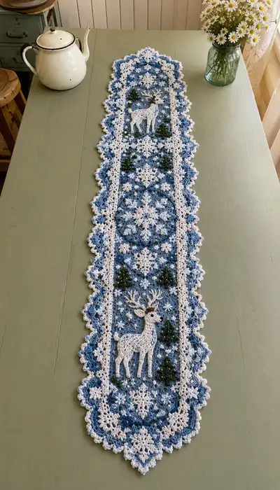 Winter Deer Table Runner Pattern step 1 - construction progress