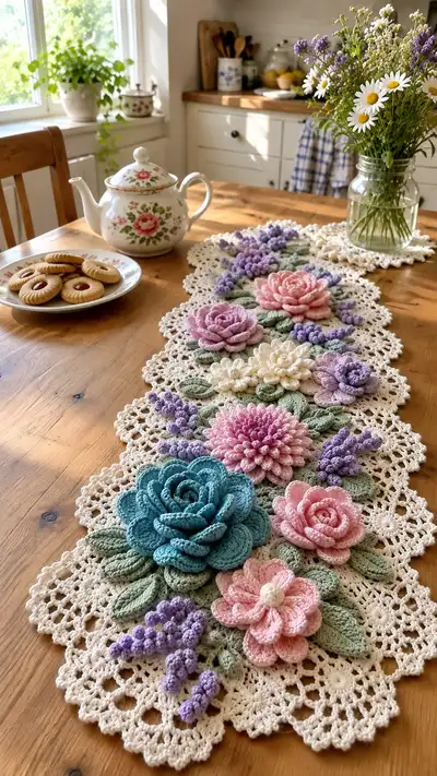 Vintage Floral Table Runner Pattern step 1 - construction progress