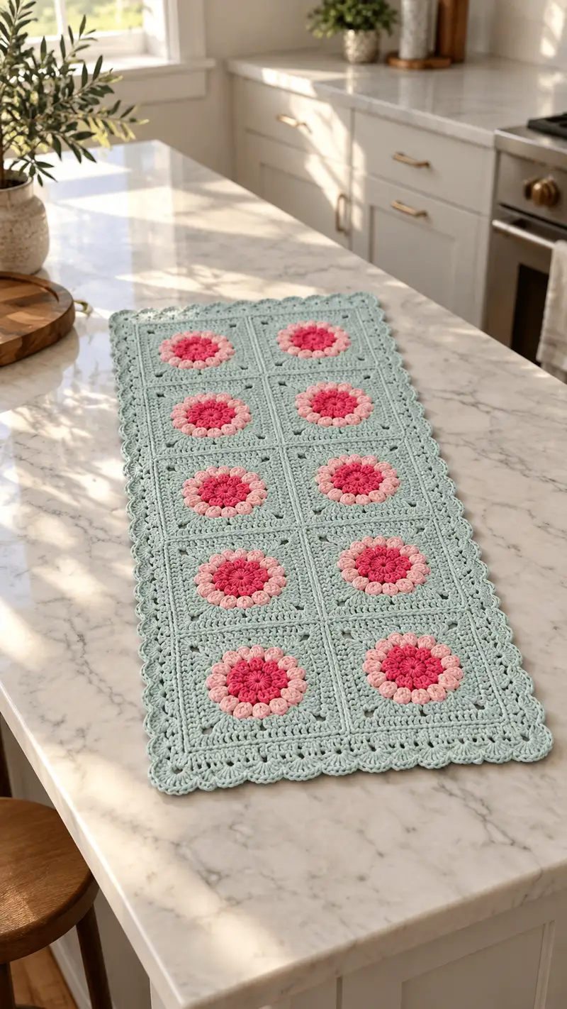 Free crochet pattern: Vintage Bloom Table Runner Pattern - Intermediate level tutorial