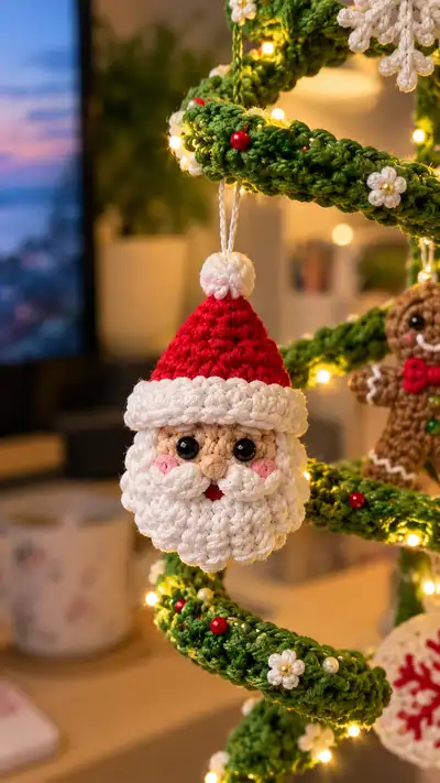 Spiral Mini Christmas Ornaments Amigurumi Pattern step 2 - assembly progress