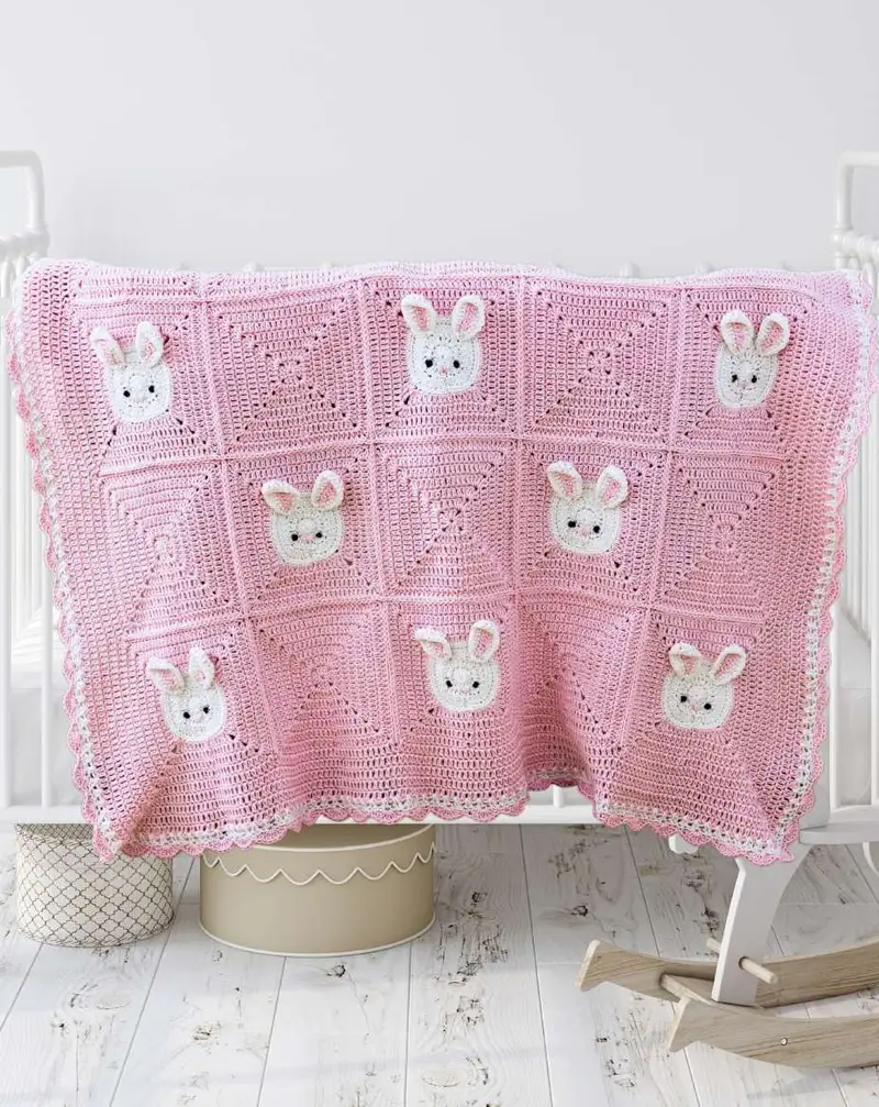 Free Intermediate crochet pattern: Bunny Baby Blanket Pattern - Easy to follow tutorial