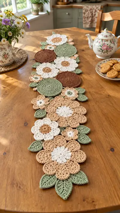 Floral Garden Table Runner Pattern step 1 - construction progress