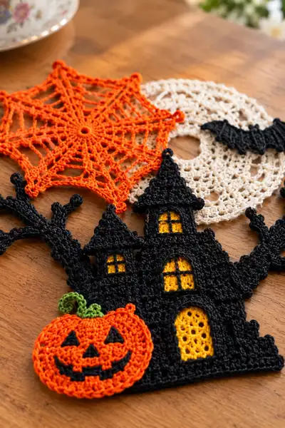 Spooky Halloween Table Runner Pattern step 2 - assembly progress
