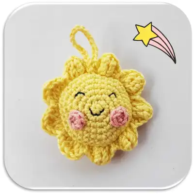 Sun & Rainbow Key Chains Amigurumi Pattern step 1 - construction progress