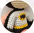 Mini Batman Amigurumi Pattern step 4 - final assembly and finishing