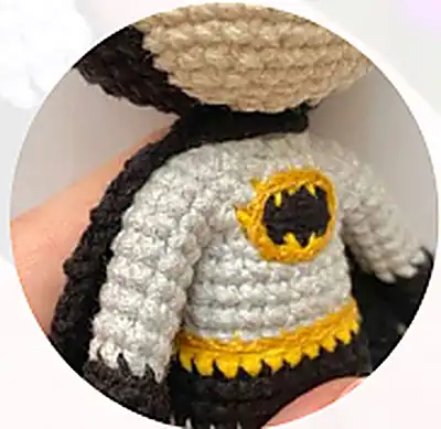 Mini Batman Amigurumi Pattern step 4 - final assembly and finishing