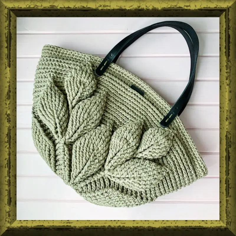 Free Intermediate crochet pattern: Crochet bag with leaves Pattern - Easy to follow tutorial