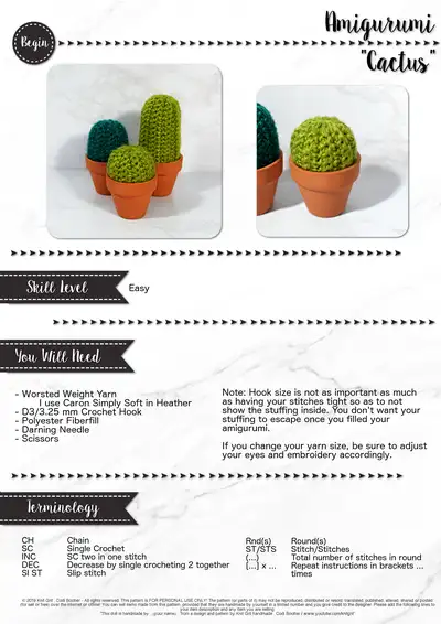 Cactus Amigurumi Pattern step 2 - assembly progress