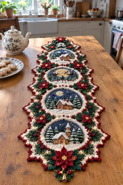 Festive Circle Table Runner Pattern step 1 - construction progress